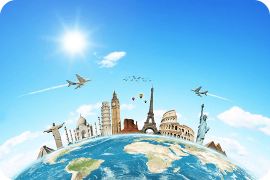 Globe with landmarks