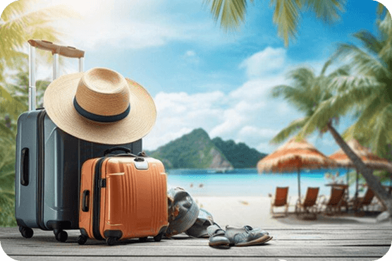 Travel background - luggage and vacation scene
